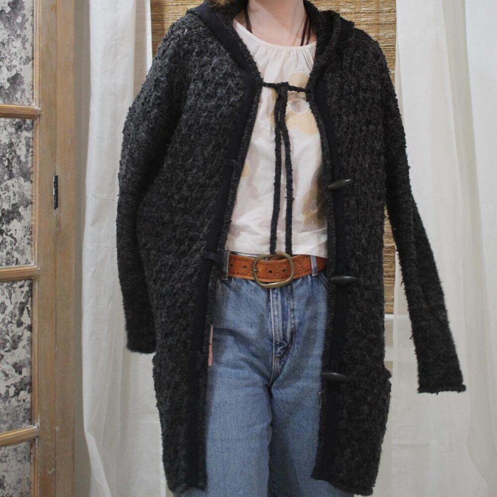 Knit Blackdark Grey Button Up - image 3